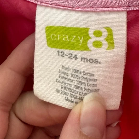 Crazy 8 12-24 months pink cotton trench coat - Picture 2 of 3